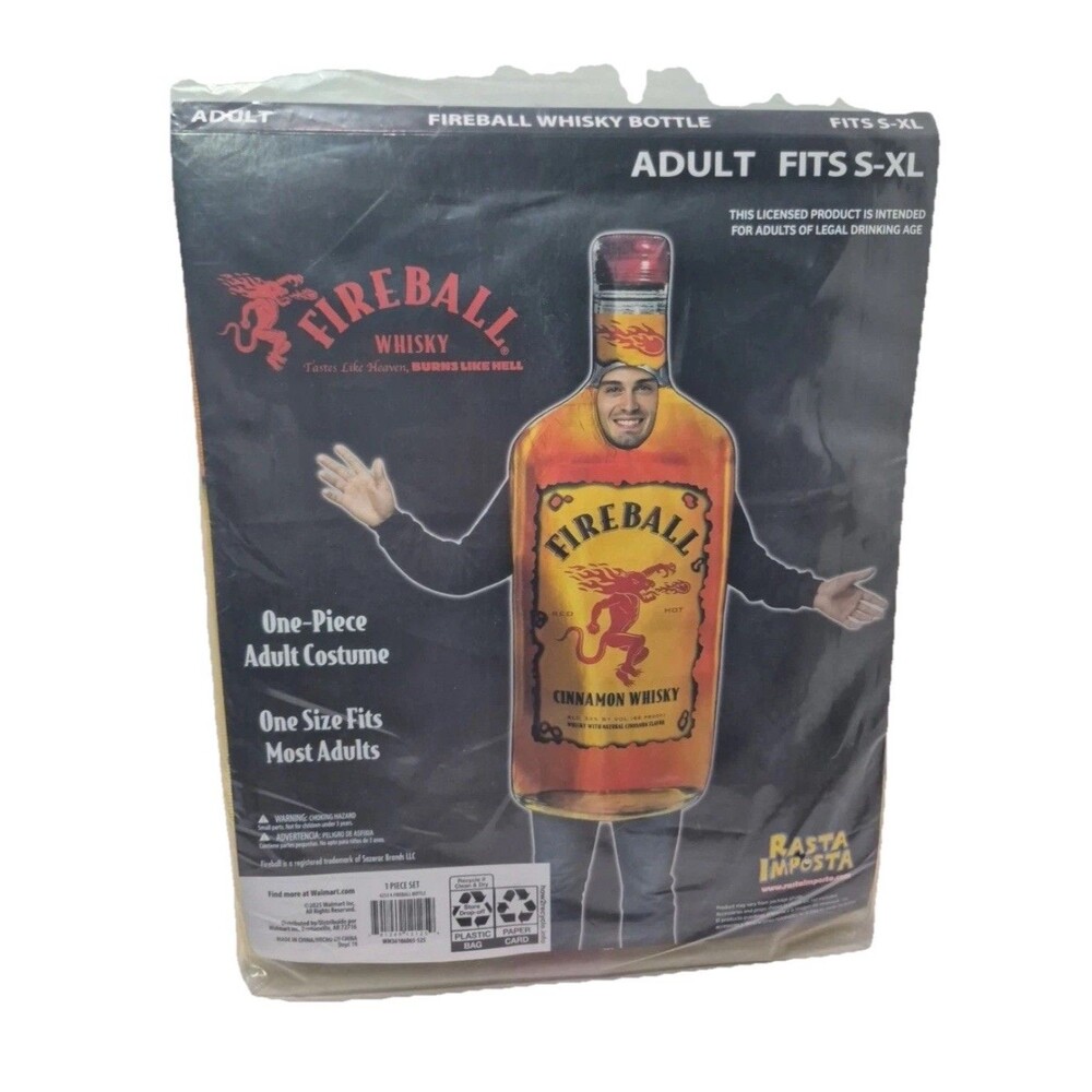 Halloween Adult Mens Womens Costume Fireball Cinnamon Whiskey Bottle One Size